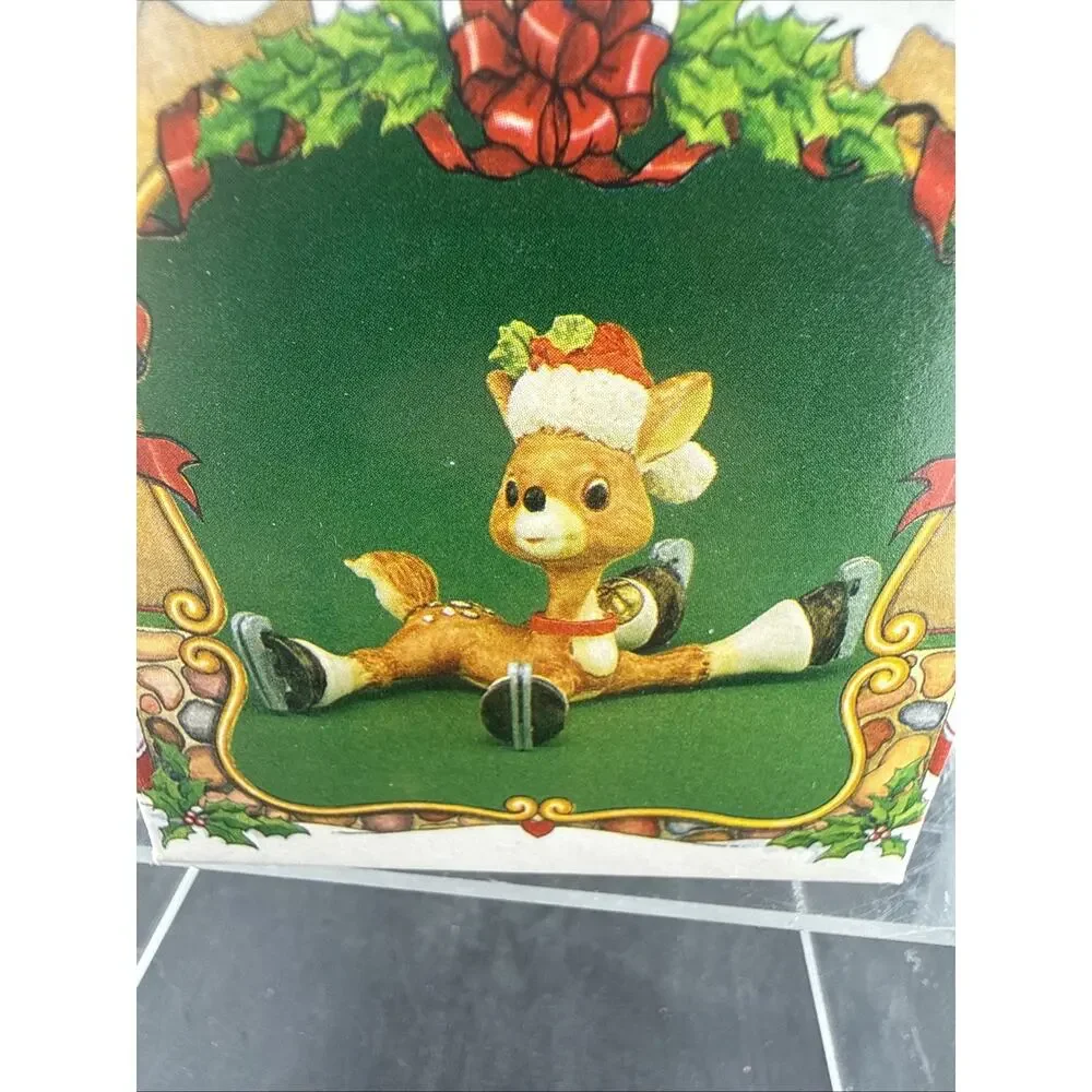 NOS Enesco North Pole Village Dizzy Reindeer Figurine 1986 Sandra Zimnicki